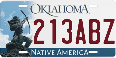 OK license plate 213ABZ