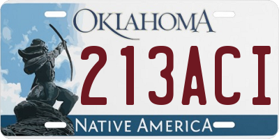 OK license plate 213ACI