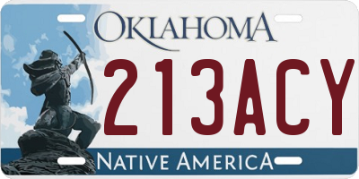 OK license plate 213ACY