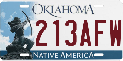 OK license plate 213AFW