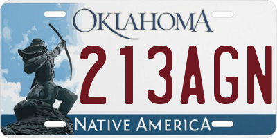 OK license plate 213AGN