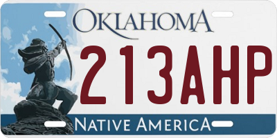 OK license plate 213AHP
