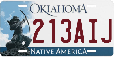 OK license plate 213AIJ