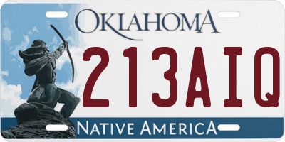 OK license plate 213AIQ