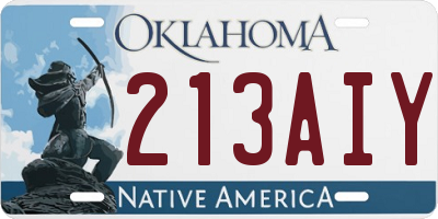 OK license plate 213AIY