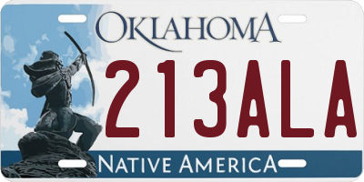 OK license plate 213ALA