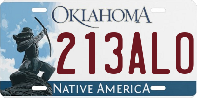 OK license plate 213ALO