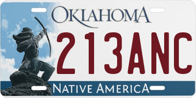 OK license plate 213ANC