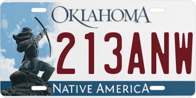 OK license plate 213ANW