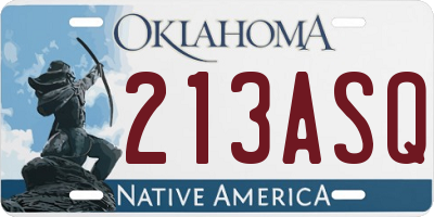 OK license plate 213ASQ