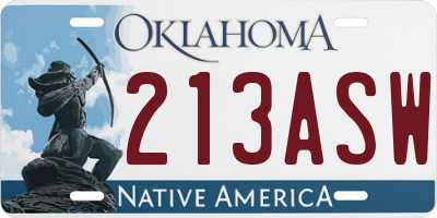 OK license plate 213ASW