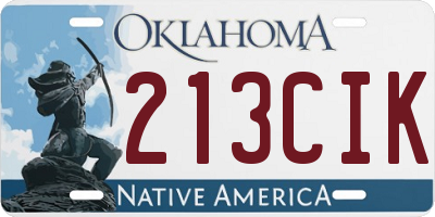 OK license plate 213CIK