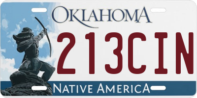 OK license plate 213CIN