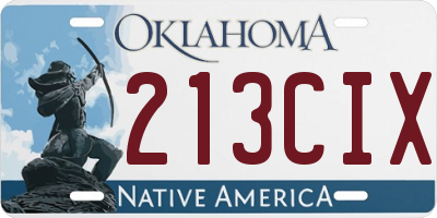 OK license plate 213CIX