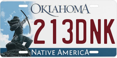 OK license plate 213DNK