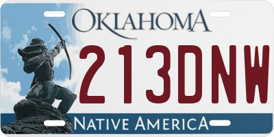 OK license plate 213DNW