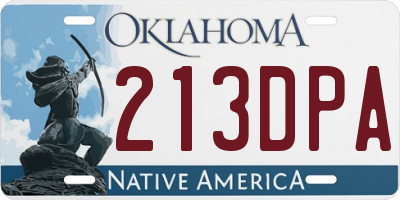 OK license plate 213DPA