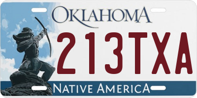 OK license plate 213TXA