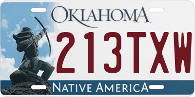 OK license plate 213TXW