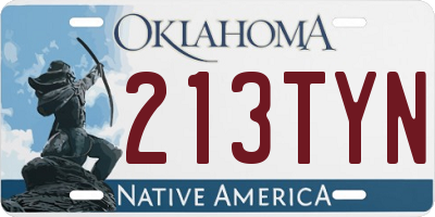 OK license plate 213TYN
