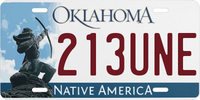 OK license plate 213UNE