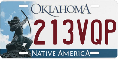 OK license plate 213VQP