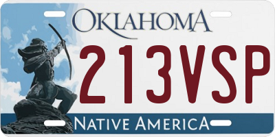 OK license plate 213VSP