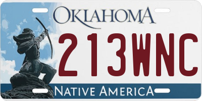 OK license plate 213WNC