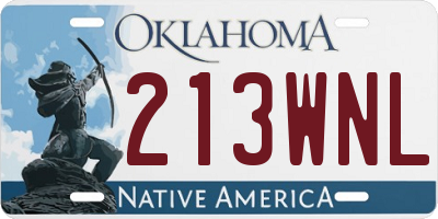 OK license plate 213WNL