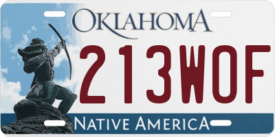 OK license plate 213WOF