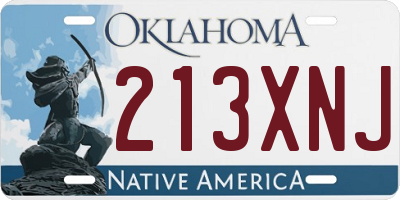OK license plate 213XNJ