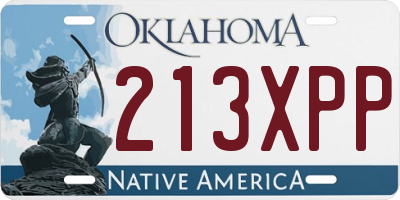 OK license plate 213XPP