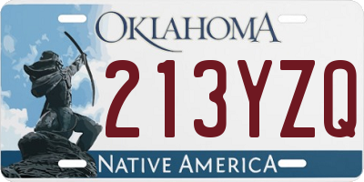 OK license plate 213YZQ