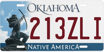 OK license plate 213ZLI