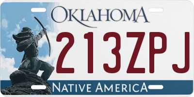 OK license plate 213ZPJ