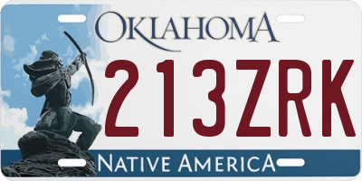 OK license plate 213ZRK