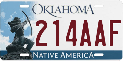 OK license plate 214AAF