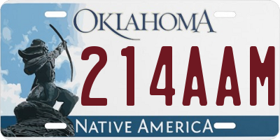OK license plate 214AAM