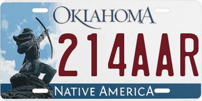 OK license plate 214AAR