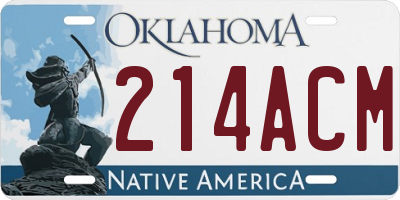 OK license plate 214ACM