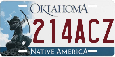 OK license plate 214ACZ