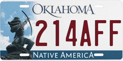 OK license plate 214AFF