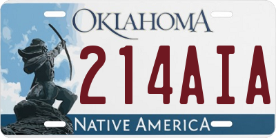 OK license plate 214AIA