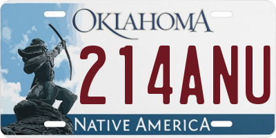 OK license plate 214ANU