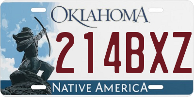 OK license plate 214BXZ