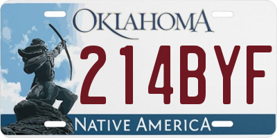OK license plate 214BYF