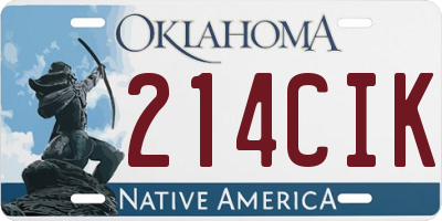 OK license plate 214CIK