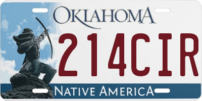OK license plate 214CIR