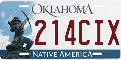 OK license plate 214CIX