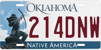 OK license plate 214DNW